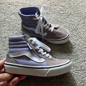Vans Girls Size 13 Purple White Canvas Suede Hi-Top Sk8-Hi skate Sneakers